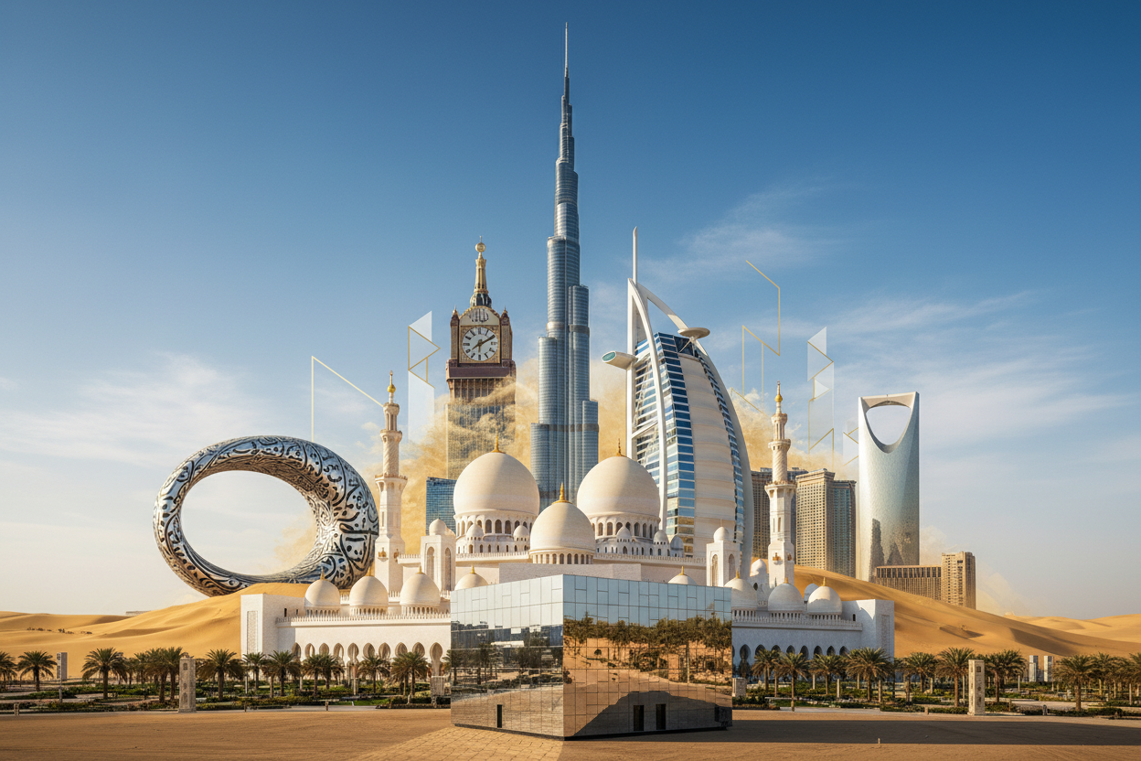 please make all famous buildings of UAE & KSA