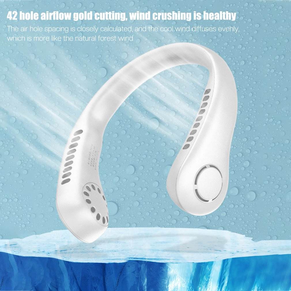 Portable Vaneless Neck Fan - Wearable USB Rechargeable Fan for Travel & Outdoor